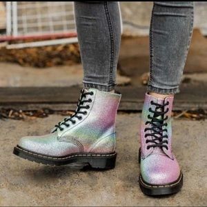 Dr. Martens Pascal Rainbow Glitter Combat Boots 6